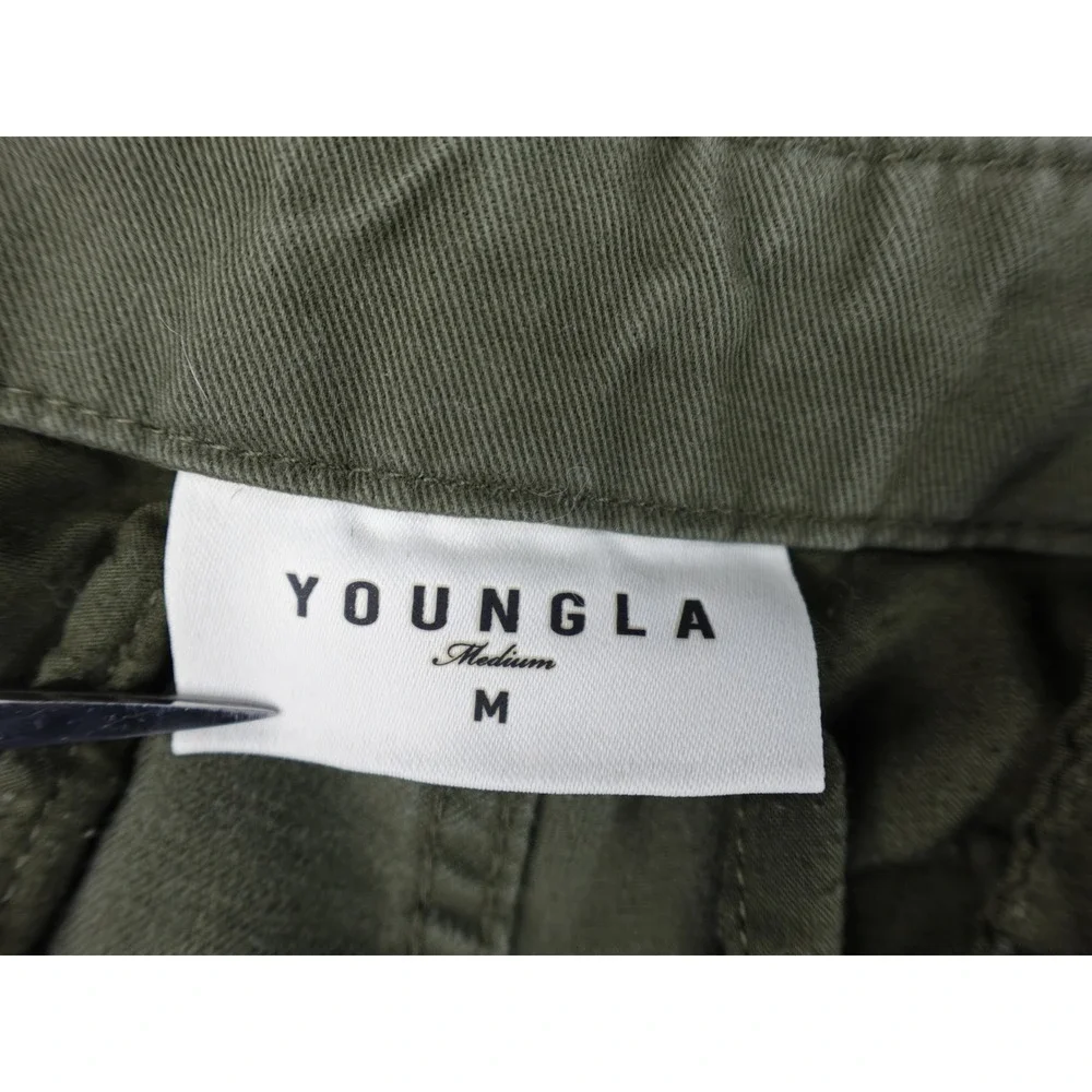 YoungLA Cargo Pants Men Medium Olive Green Multi-Pocket Straight Leg Utility